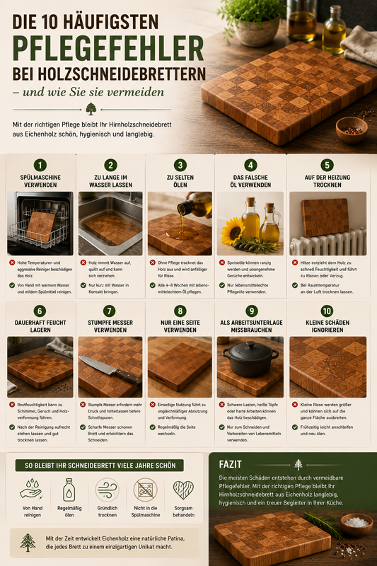 10 Pflegefehler bei Holzschneidebrettern vermeiden