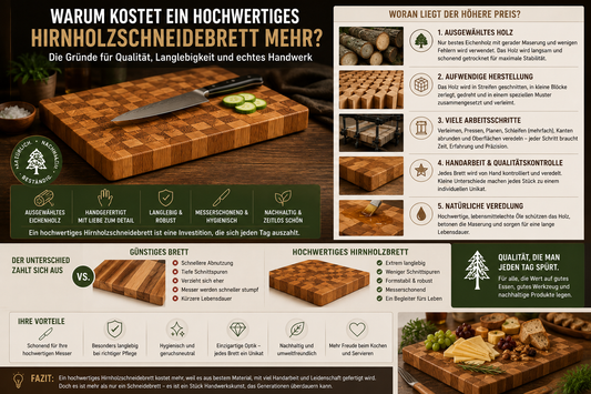 Warum kostet ein hochwertiges Hirnholzschneidebrett mehr? Die Gründe im Überblick