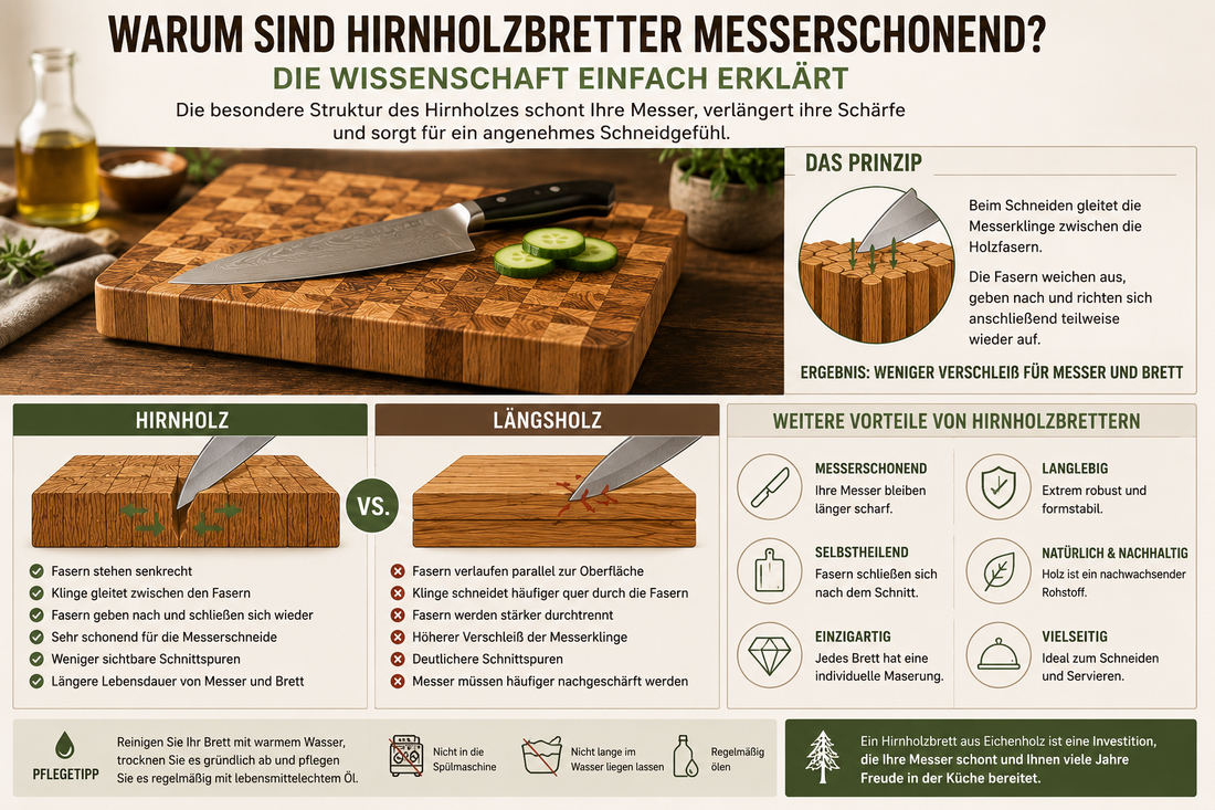 Warum sind Hirnholzbretter messerschonend? Die Wissenschaft einfach erklärt