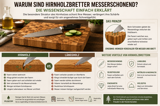 Warum sind Hirnholzbretter messerschonend? Die Wissenschaft einfach erklärt