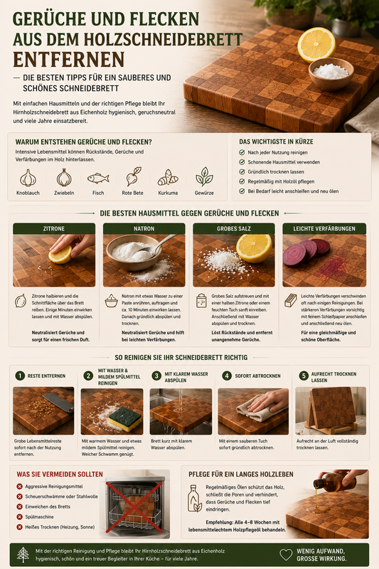 Gerüche und Flecken aus dem Holzschneidebrett entfernen – Die besten Tipps