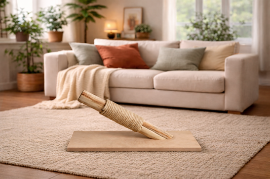 Kratzbaum aus Echtholz mit Sisalseil