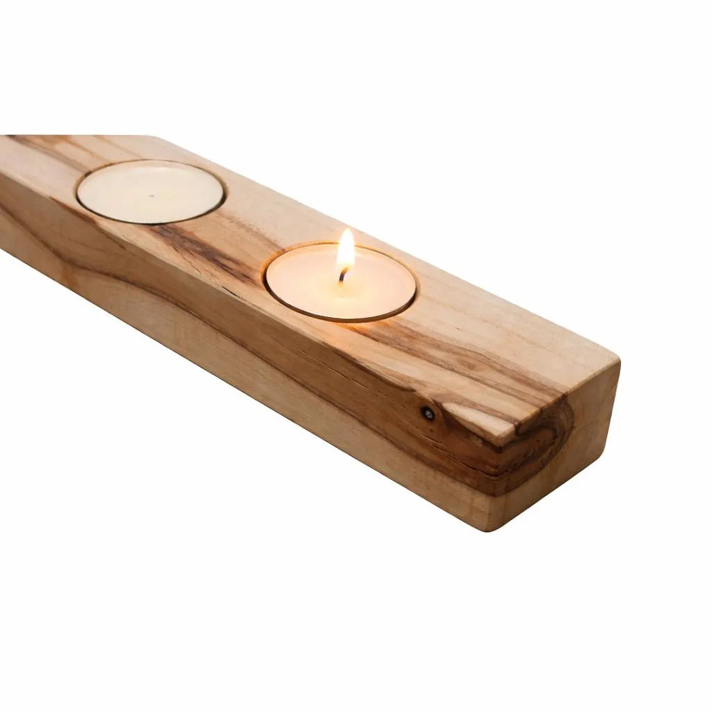 Handgefertigter Teelichthalter aus Holz | 3-flammig | Massivholz