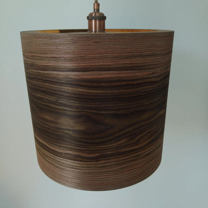 Handgefertigter Lampenschirm aus Holzfurnier Nussbaum | Ø 35 cm