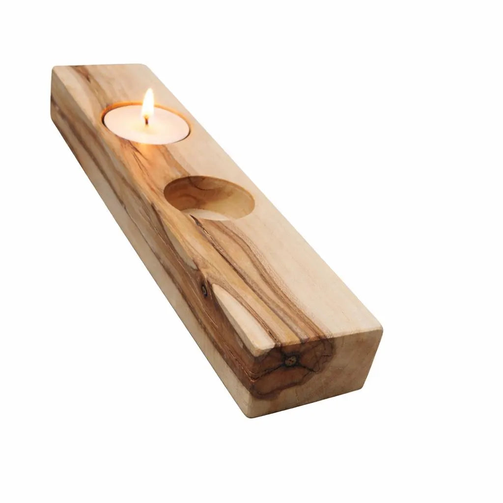 Handgefertigter Teelichthalter aus Holz | 3-flammig | Massivholz