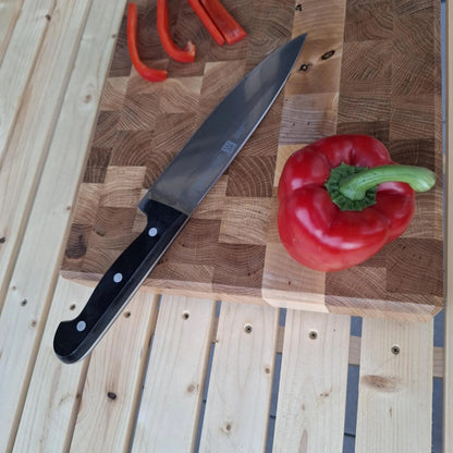 Handgefertigtes Stirnholz-Schneidebrett aus Eiche – 32,5 cm