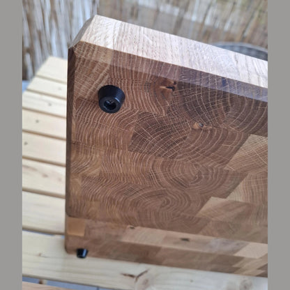 Handgefertigtes Stirnholz-Schneidebrett aus Eiche – 32,5 cm