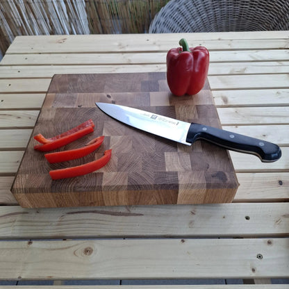 Handgefertigtes Stirnholz-Schneidebrett aus Eiche – 32,5 cm