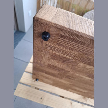 Handgefertigtes Stirnholz-Schneidebrett aus Eiche – 45,4 cm