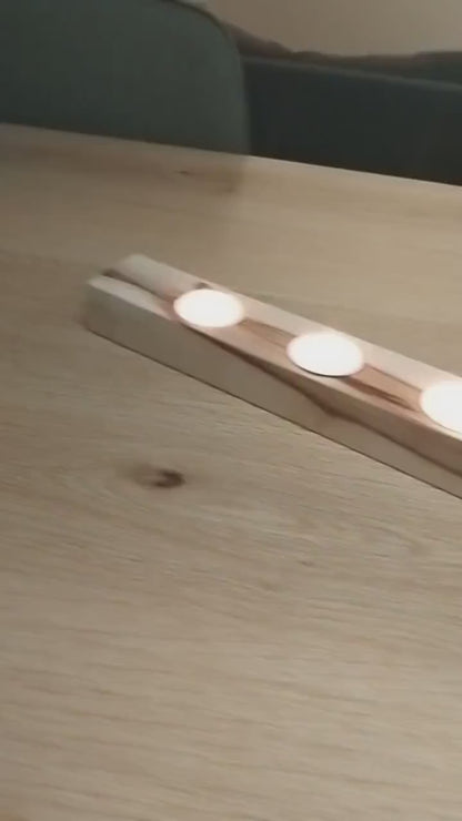 Handgefertigter Teelichthalter aus Holz | 3-flammig | Massivholz